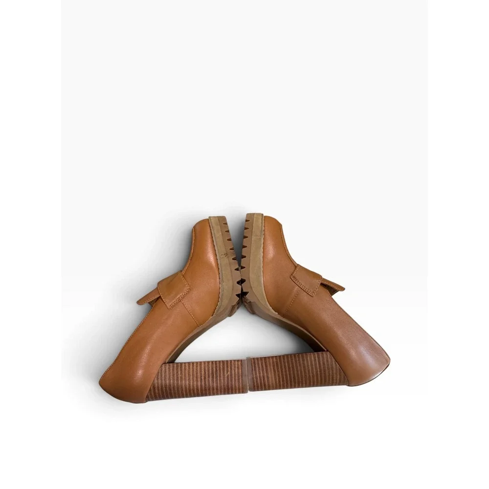 Steve Madden Odette Brown Leather Platform Loafers Chunky Block Heel 9M y2k 90s